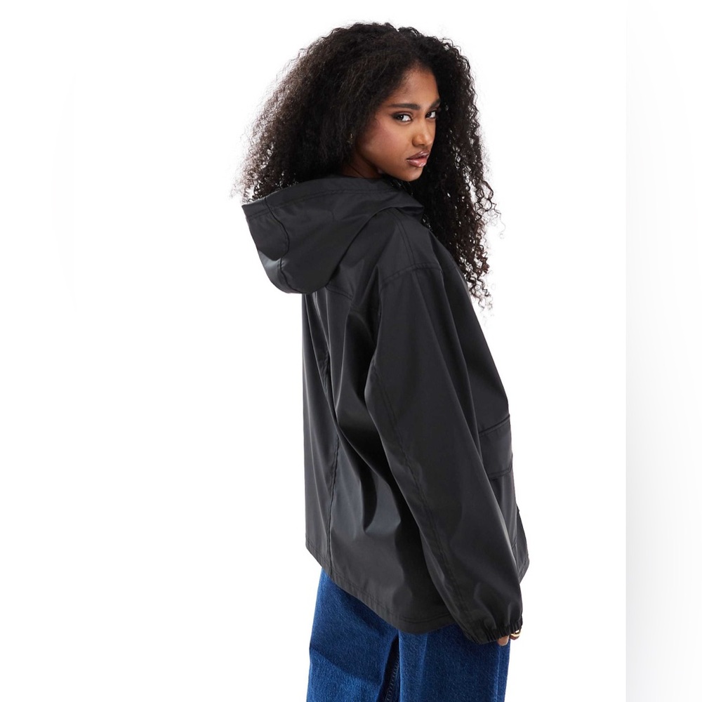 ASOS DESIGN rubberized rain coat in black Size Small NEW